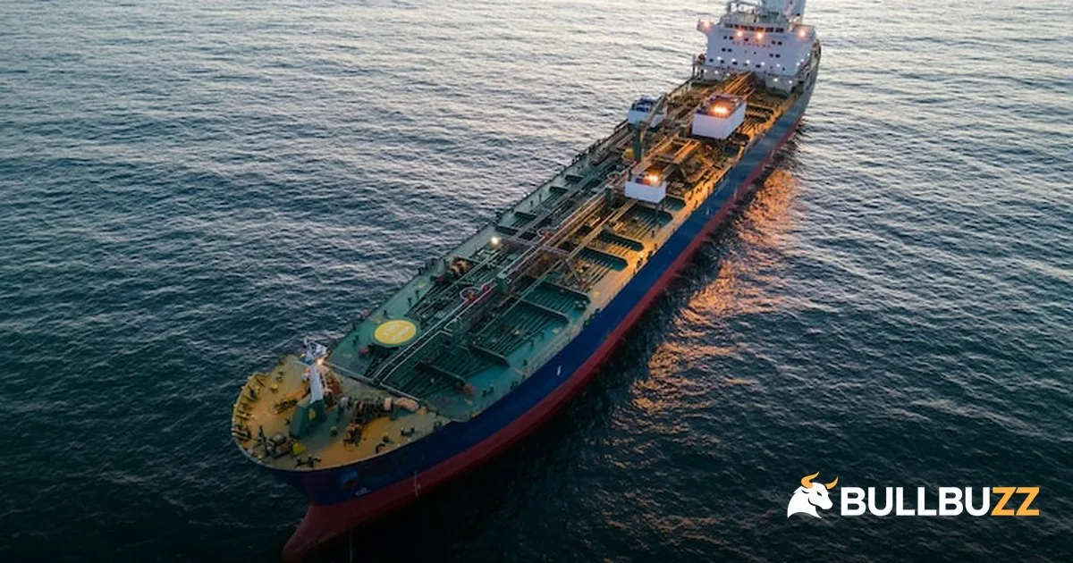 Aerial view of oil supertanker at sea as Brent tops $107 on reopen