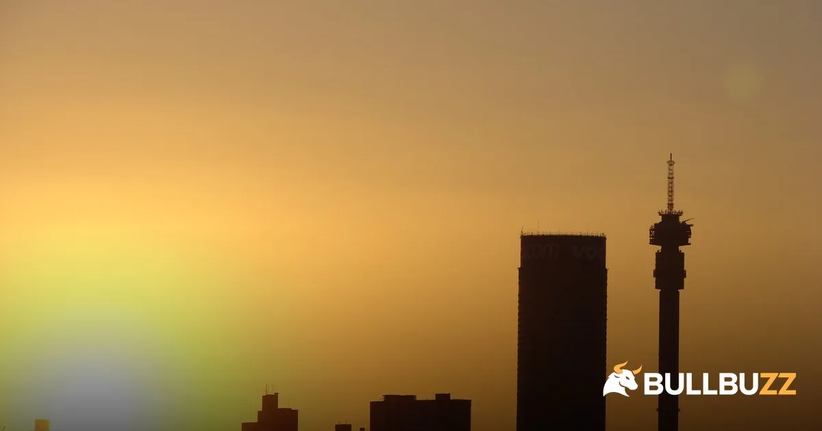 Johannesburg skyline silhouette at sunset as XTB exits South Africa