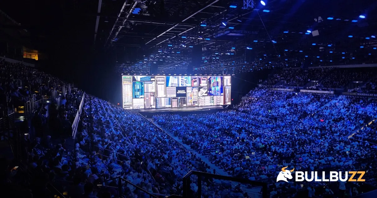 Packed Nvidia keynote arena as Jensen Huang announces record buyback and AI safety platform