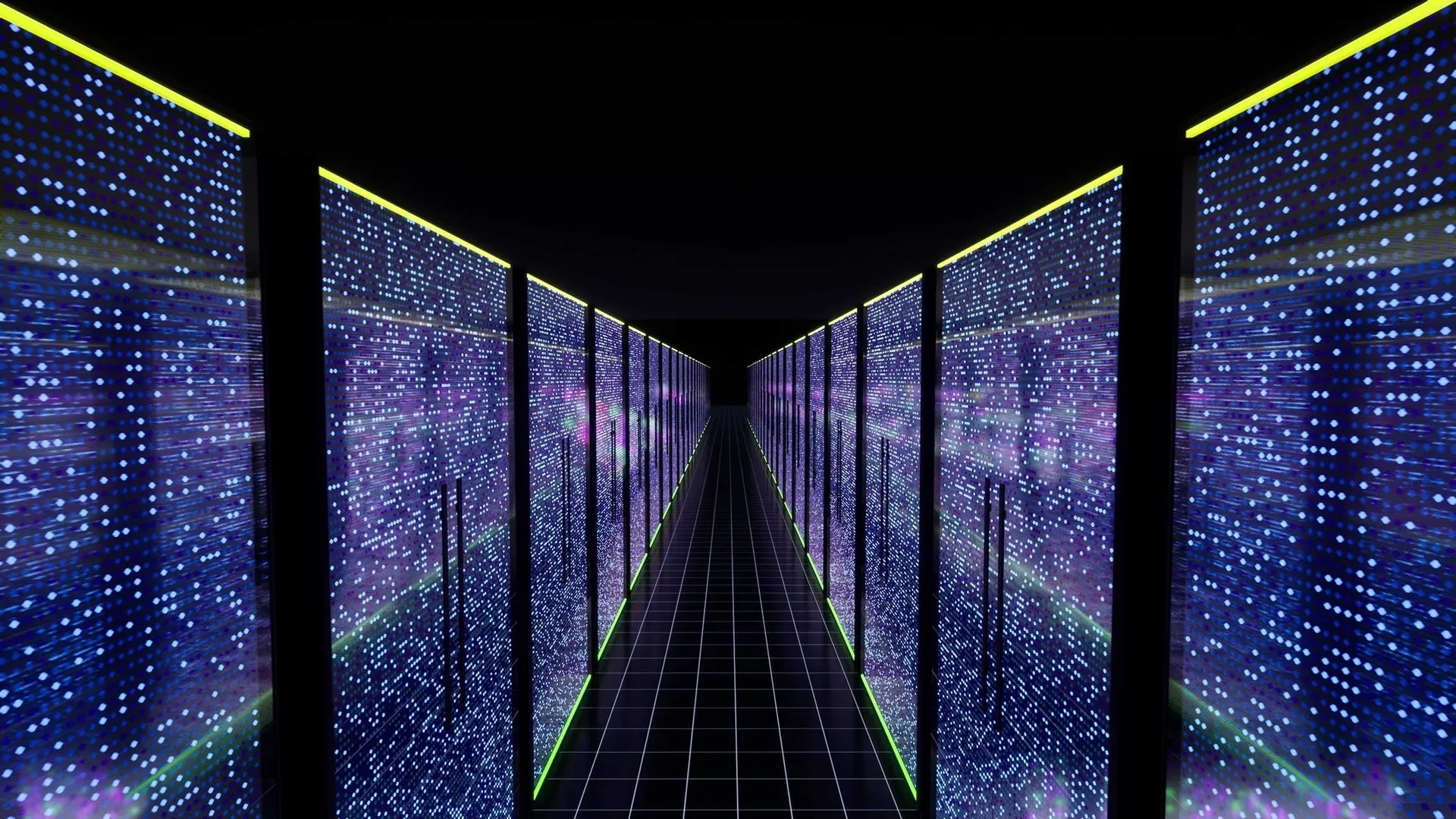 AI data center server corridor as Anthropic 2 trillion dollar IPO filing lifts tech stocks