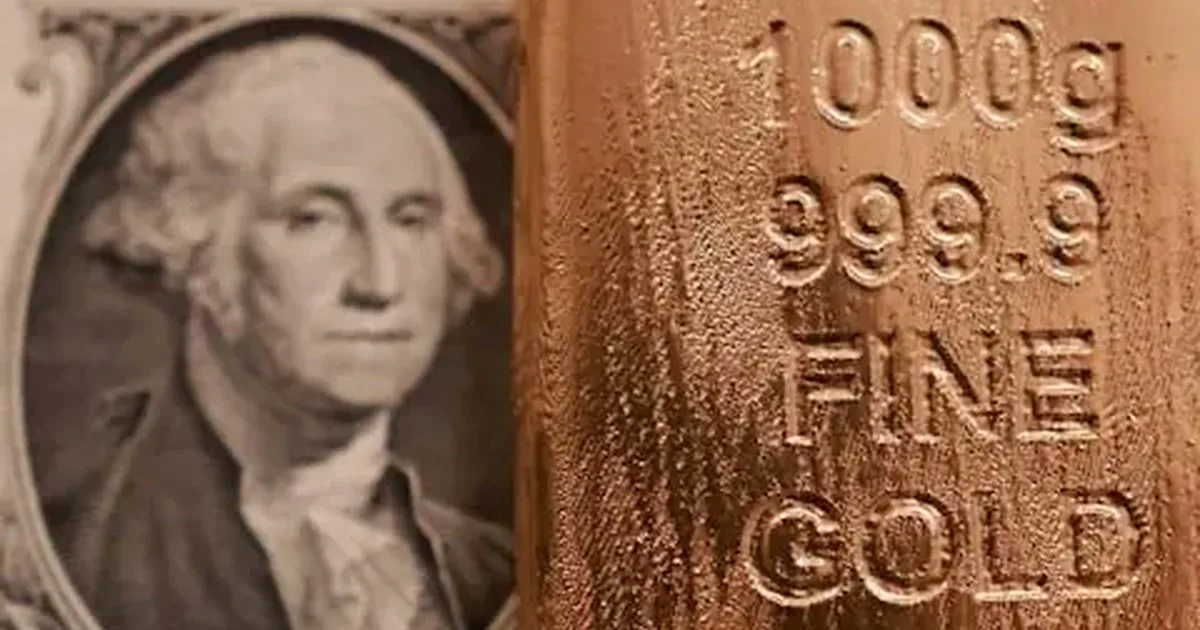 Malaysia gold price update for 14 October: illustrative gold bullion bar and US dollar