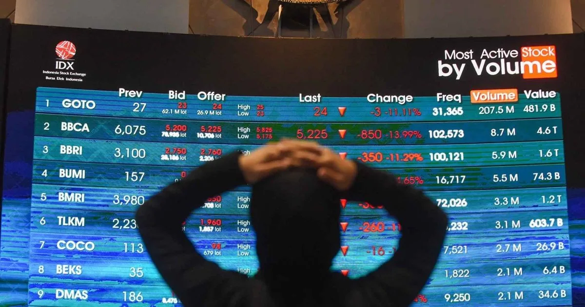 Indonesia stocks plunge as visitors monitor falling shares at the Jakarta exchange