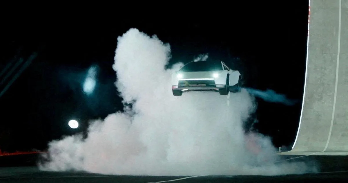 Tesla Roadster 2028 prototype airborne during its SpaceX thruster demonstration