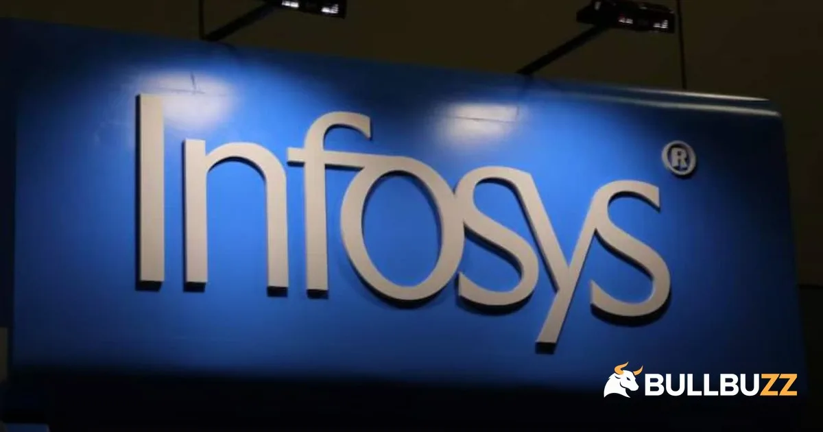 Infosys shares fall after a FY27 guidance cut, illustrated by the company sign