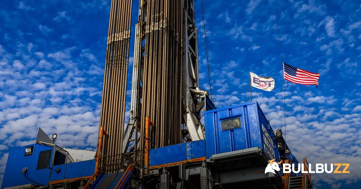 EQT-Range merger illustrated by an EQT drilling rig with company and US flags